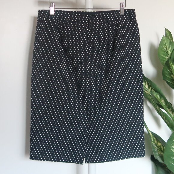 J.Crew No. 2 Pencil Skirt Navy Blue & White Polka Dot Classic Office Work Size 6 - Picture 3 of 8